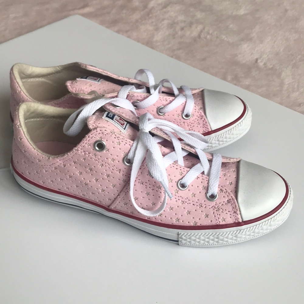 Brand new pink Converse with stars cutouts